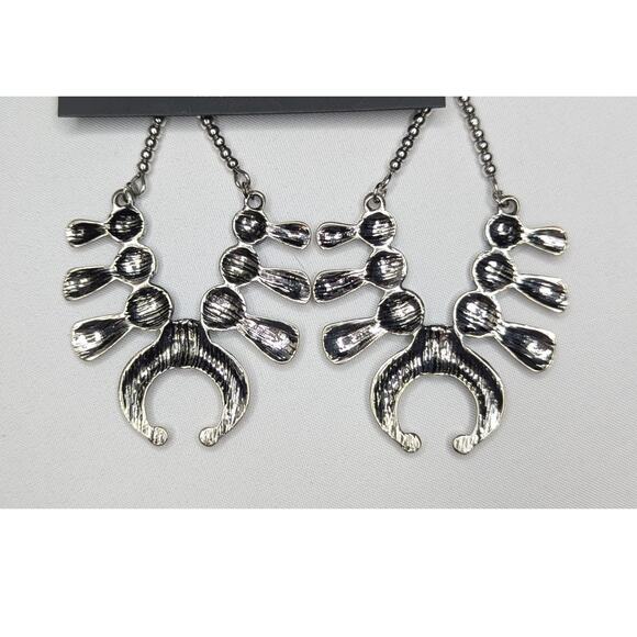 nOir Turquoise Squash Blossom Dangle Earrings - Picture 3 of 4